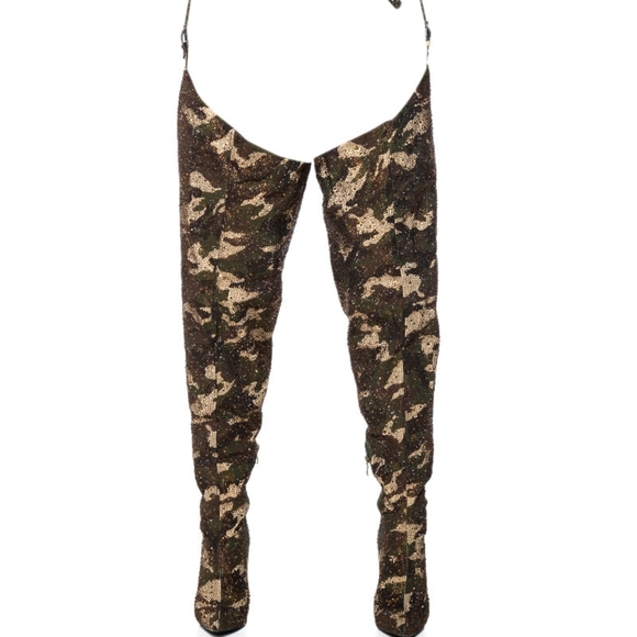 "MILITARY DAZZLE" Camouflage Thigh-High Stiletto Boots - Picture 13 of 13